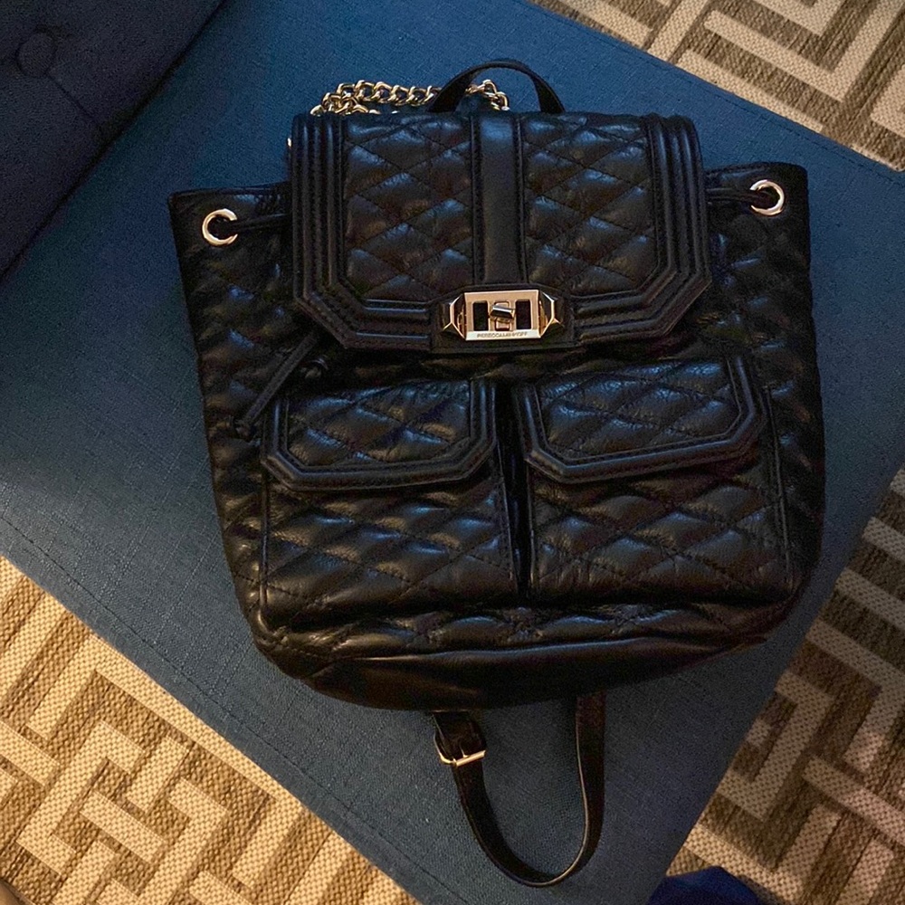 Rebecca Minkoff chain link black backpack.